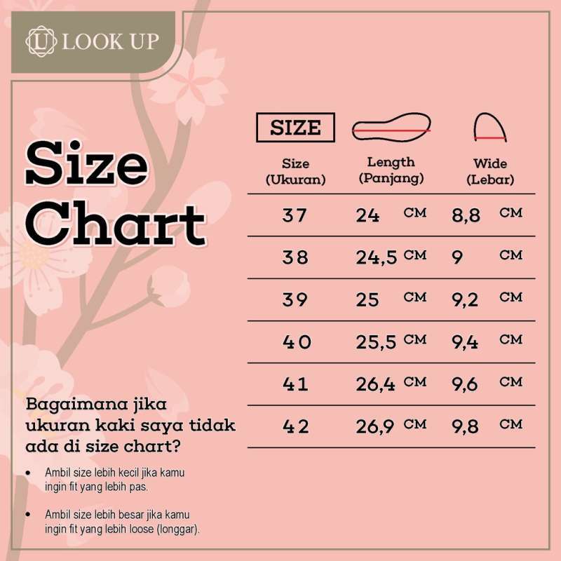 Size chart hotsell sepatu wanita