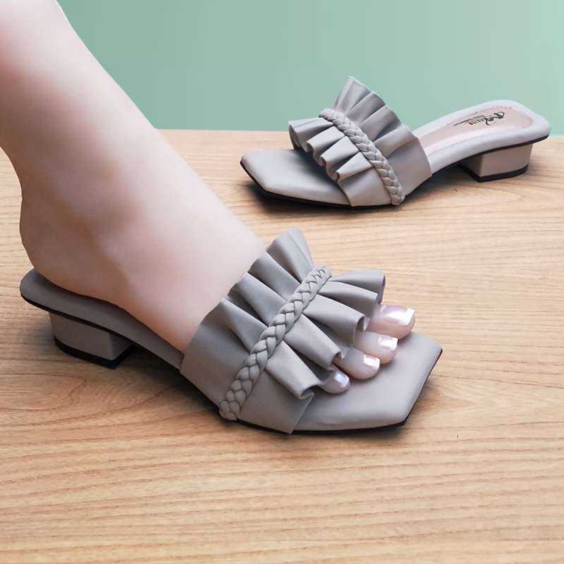 Jual Cod Sandal Slop high heels Busa Wanita Sendal Hak Tahu