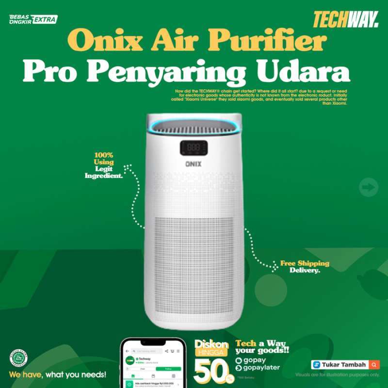 Onix Air Purifier Pro Penyaring Udara With True Hepa Filter Up To 50m2