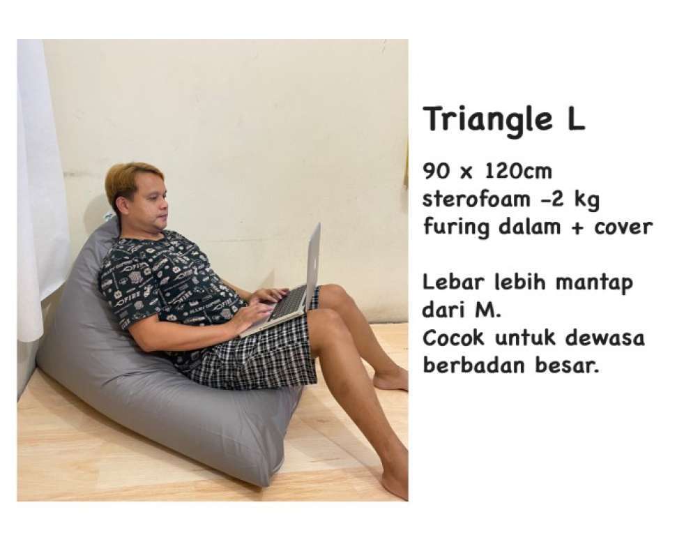 Jual Pahe 3 Unit Beanbag Triangle L Isian Sterofoam Siap Pakai