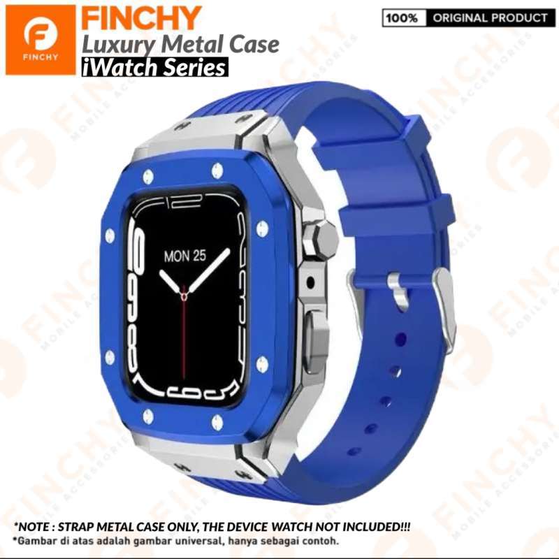 Finchy Luxury Stainless Steel Case Apple Watch iWatch 44mm 45mm  Smartwatch Strap Metal Case
