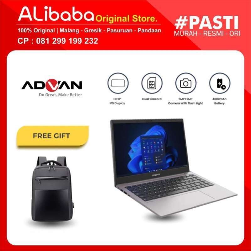 Laptop Advan Soulmate N4020 dengan Grafis Intel dan Layar 14, RAM 4GB, SSD 256GB serta 128GB eMMC, Ideal untuk Produktivitas Sehari-hari