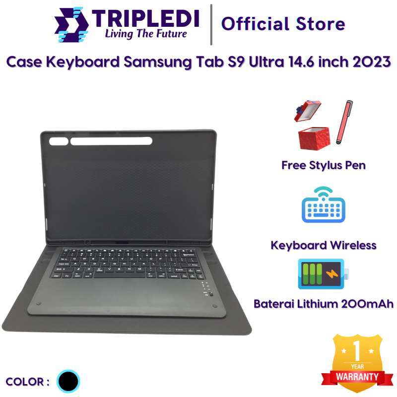 TRIPLEDI Case Samsung Galaxy Tab S9 Ultra inch 2023 SM-X910 SM-X916B  Keyboard Flip Casing Rubber Free Stylus Pen Wireless Bluetooth Book Cover