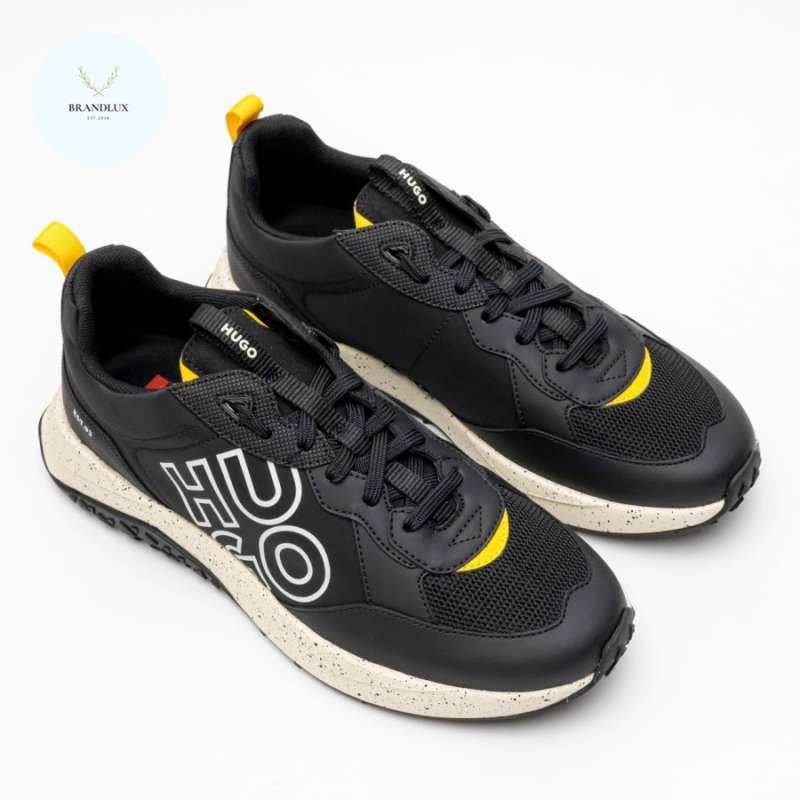 Hugo Boss Kane Runn LGNY Mixed Material Stacked Logo Sneakers 100%  Authenti