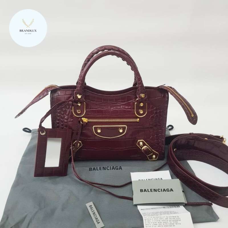 Balenciaga mini city burgundy store