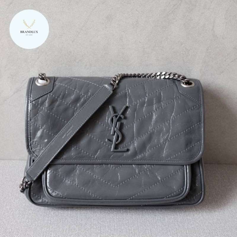 Jual Yves Saint Laurent niki medium dark grey rhw 100 Authentic