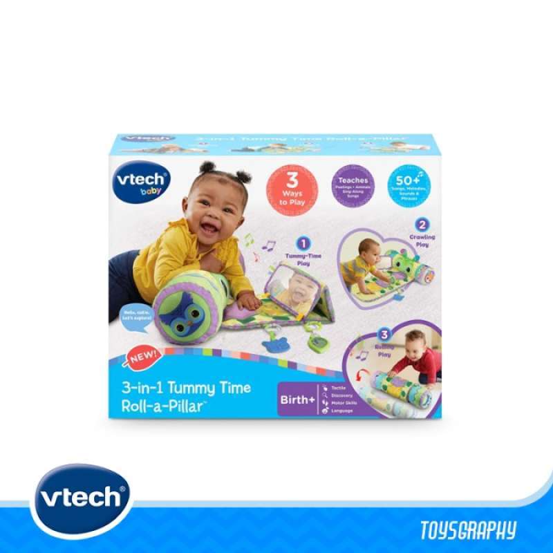 Promo Vtech Baby 3in1 Tummy Time Roll A Pillar Playmat Karpet Bayi