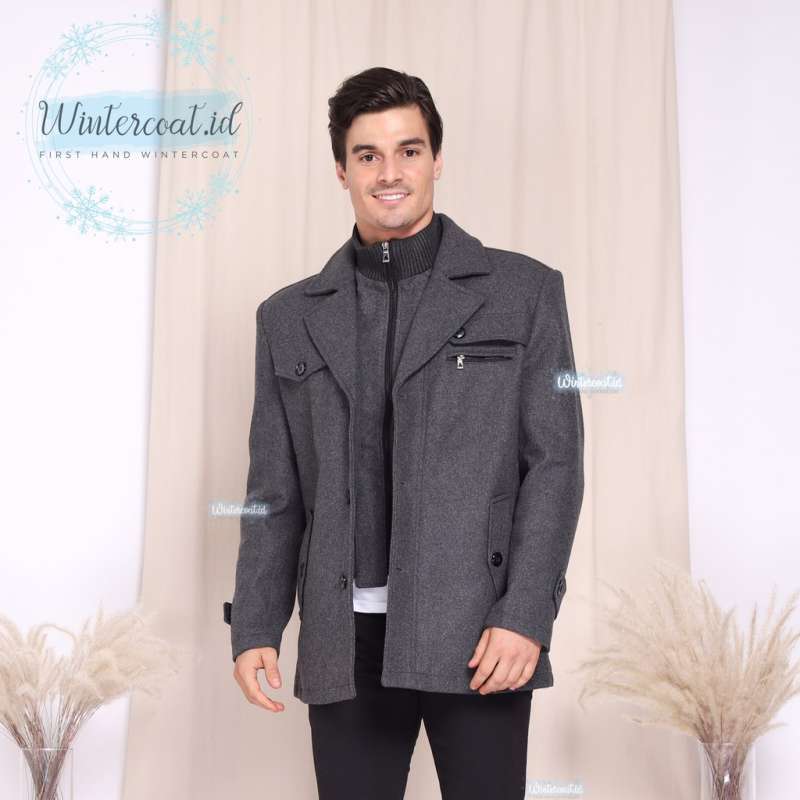 VERISH XAVIER Men Wool Coat Winter Mantel pria cowok musim dingin big size jumbo plus size
