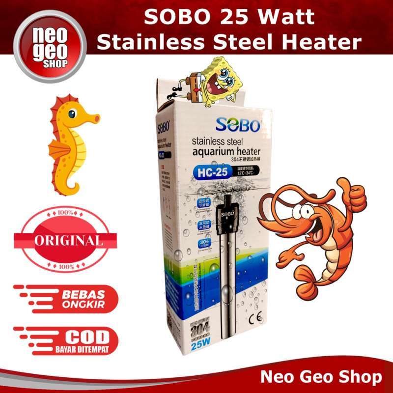 Jual Sobo 25 Watt 25w Aquarium Heater Stainless Steel Penghangat