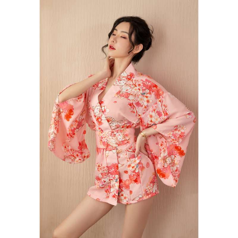 Promo Verish Lingerie Kimono Set Satin Pink Cosplay Kostum ...