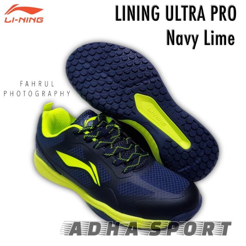 Lining Ultra Pro Original Sepatu Badminton Adha Sport Navy Lime 39