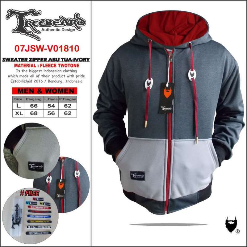 Jual Jaket Sweater Hoodie Zipper Warna Kombinasi Original Treebeard Abu Tua Ivory L Di Seller Moyang Fashion Sukamukti Kab. Bandung Blibli