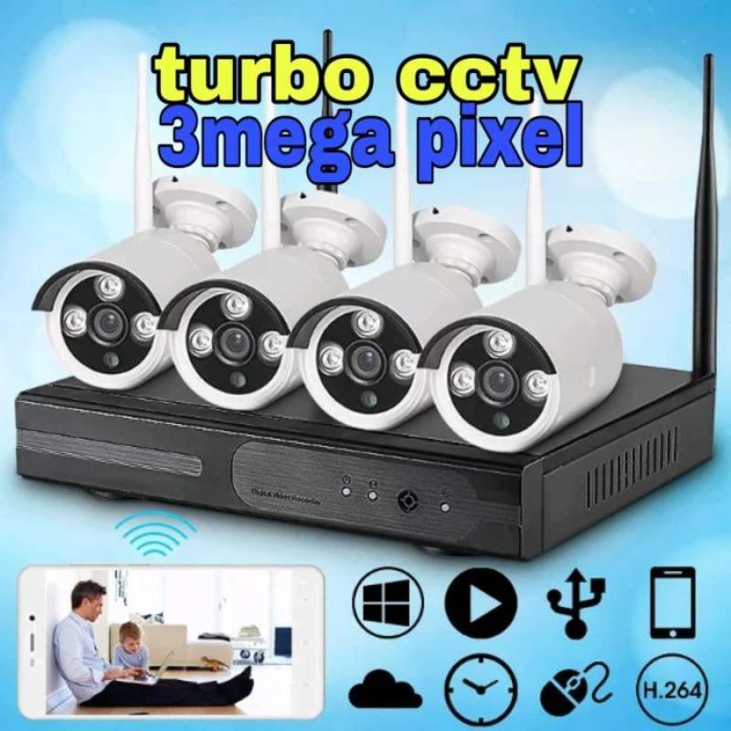 Promo paket cctv wireless 4 channel outdoor dengan hdd 1tb Diskon