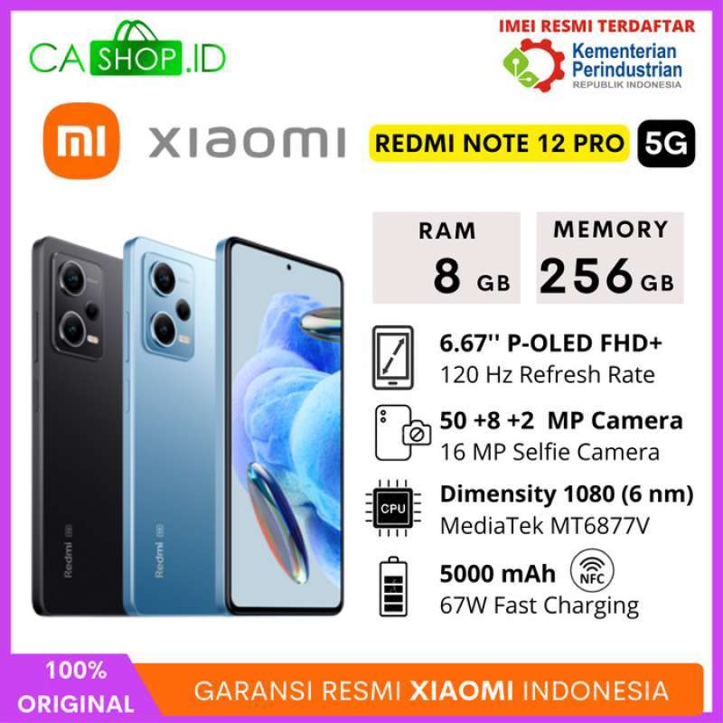 Jual Xiaomi Redmi Note 12 Pro 5G NFC - 8GB 256GB (8/256) Garansi Resmi di  Seller CASHOP.ID OFFICIAL STORE - Pejagalan, Kota Jakarta Utara