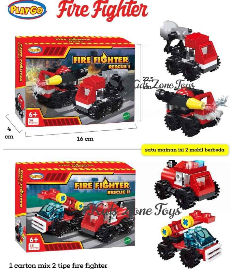 Mainan Anak Lego Mobil Fire Rescue Kontruksi Mobil Polisi Playgo