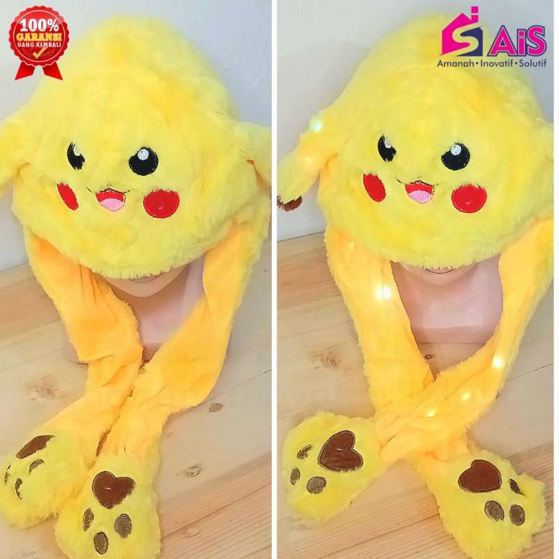 Pikachu Hat With Dancing Bunny Ears Hat With LED Lights Cartoon
