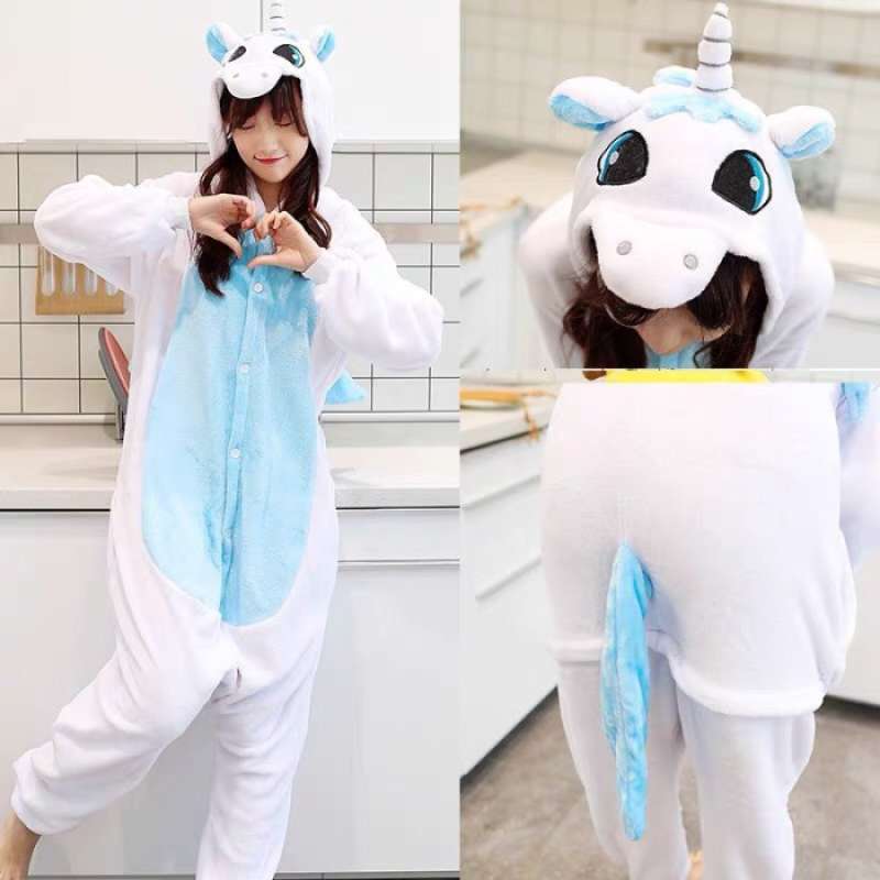 Jual Baju Onesie Boneka Unicorn Fluffy White Pink Piyama Kostum White Blue L Di Seller Mawar Shop Serua Kota Depok Blibli
