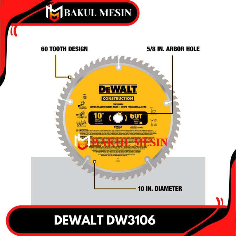 Dewalt dw3106 10in 60t saw blade sales