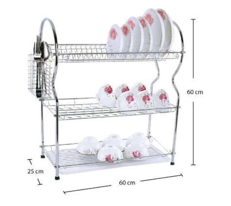 MR.DIY Rak Piring Stainless Steel 3 Layer Dish Drainer Rack