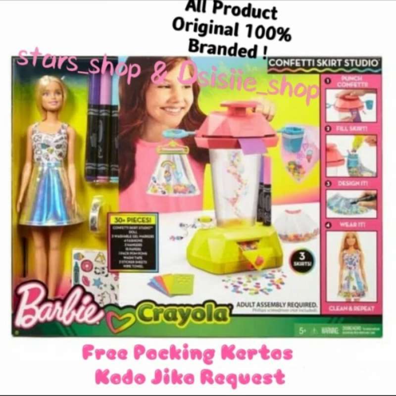 Jual Barbie s Crayola Confetti Skirt Studio playset Original di