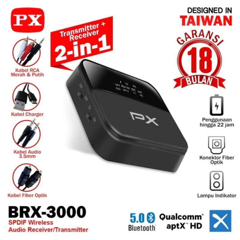 Promo Receiver Bluetooth Transmitter Audio 5.0 Hd Stereo 2In1 Px