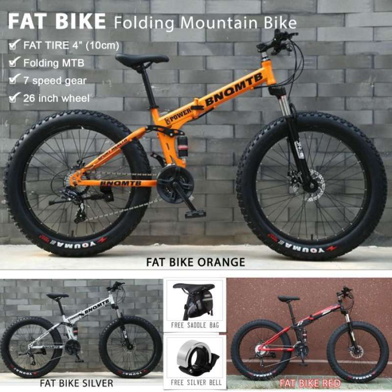 Jual fat bike mtb folding mountain bicycle 7 speed sepeda gunung