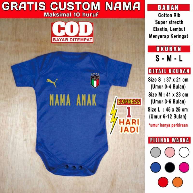 Promo Jumper Bayi Italy Italia Itali Gratis Custom Nama Bola Euro