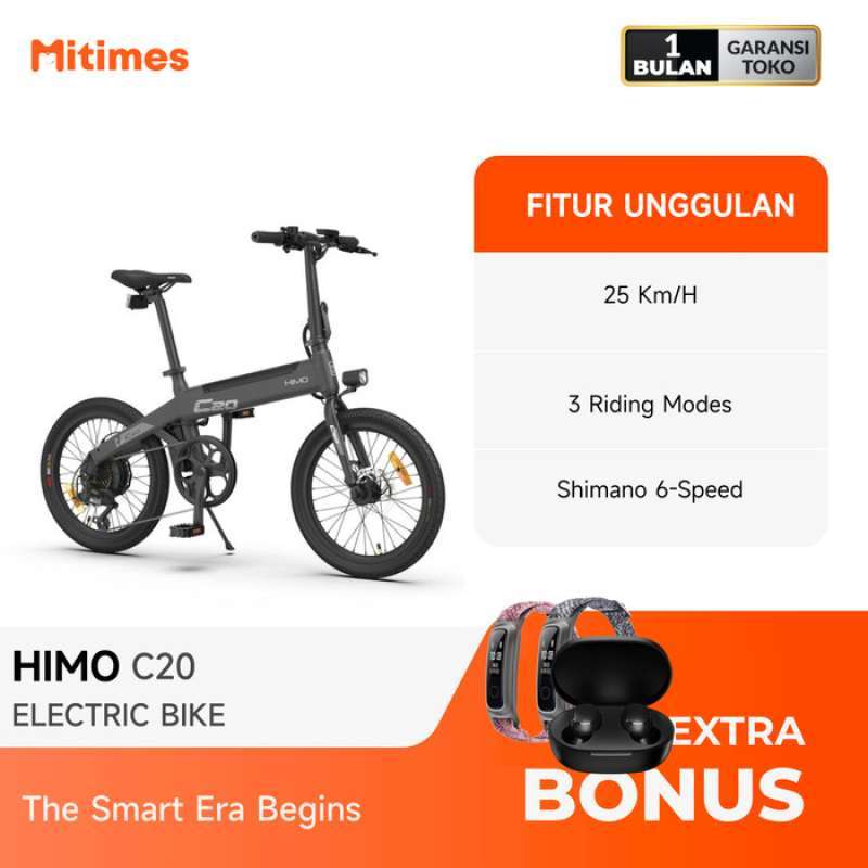 Jual himo c20 sepeda elektrik lipat smart moped bicycle 250w abu