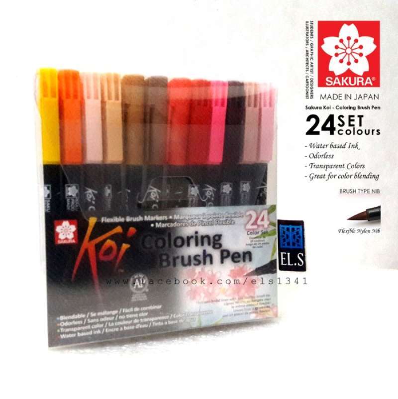 Koi Coloring Brush Pen set, 24 colours