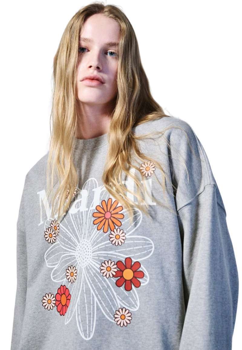 Jual MARDI MERCREDI Sweatshirt FlowerMardi Blossom Grey Ivory di
