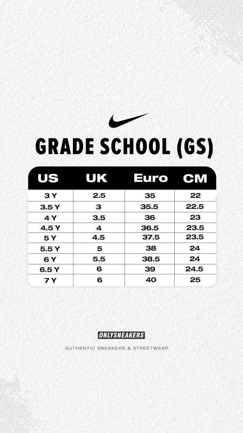 Shoe Size Chart Gs In Sneakers Nike Size Chart Gs Store