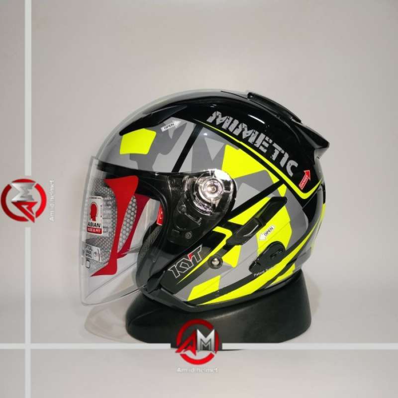 Promo Helm Kyt Galaxy Flat R 4 Black Yellow Double Visor Half