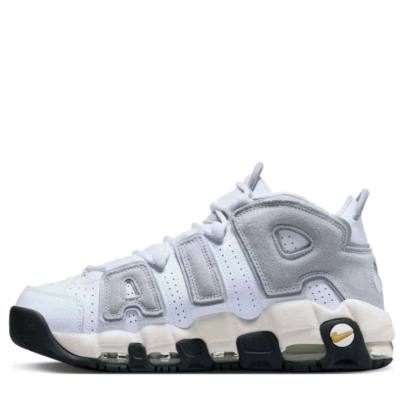 SEPATU NIKE MORE UPTEMPO 96 WHITE GREY 100 ORIGINAL