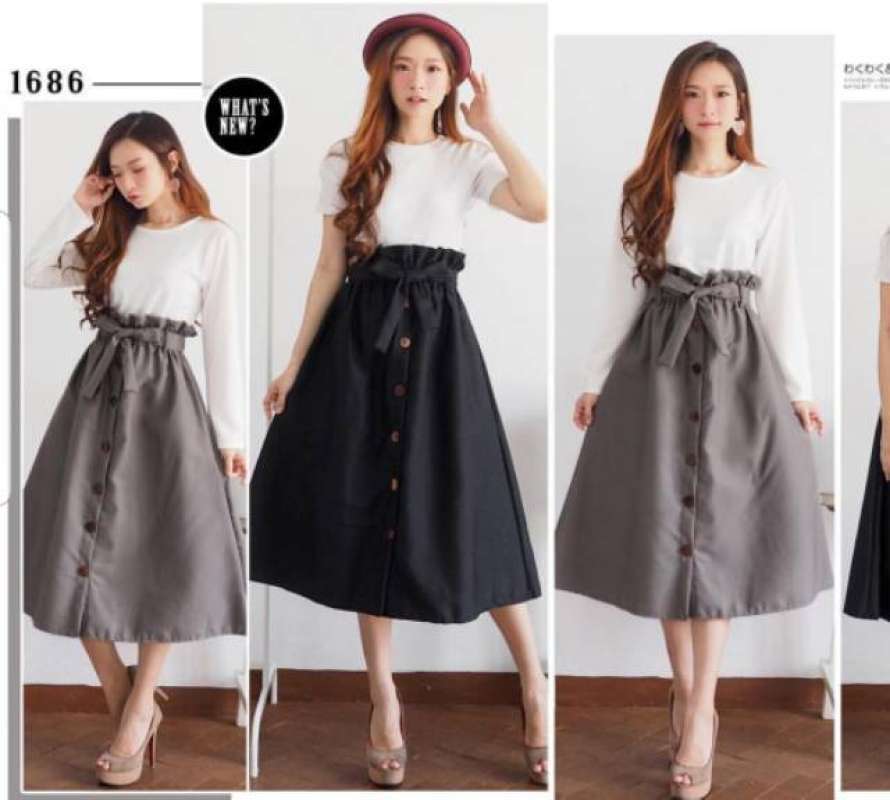 Promo Supervice Winter Woman Midi Skirt Rok Panjang Wanita Musim