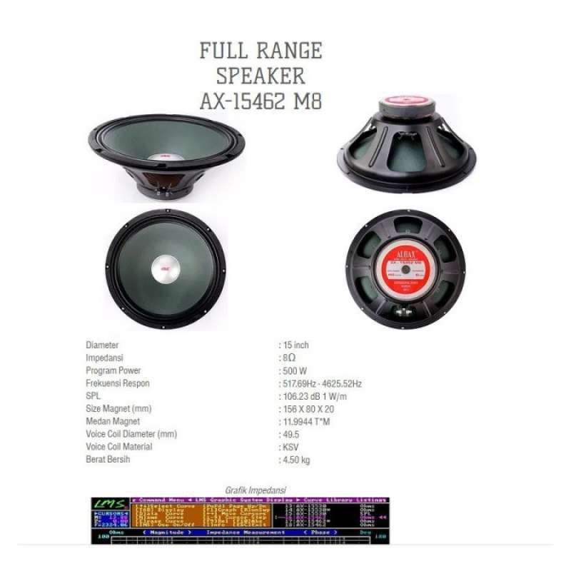 Promo Terbatas Speaker Audax Ax 15462 Full Range 15 In 450 Watt Original Ax15462