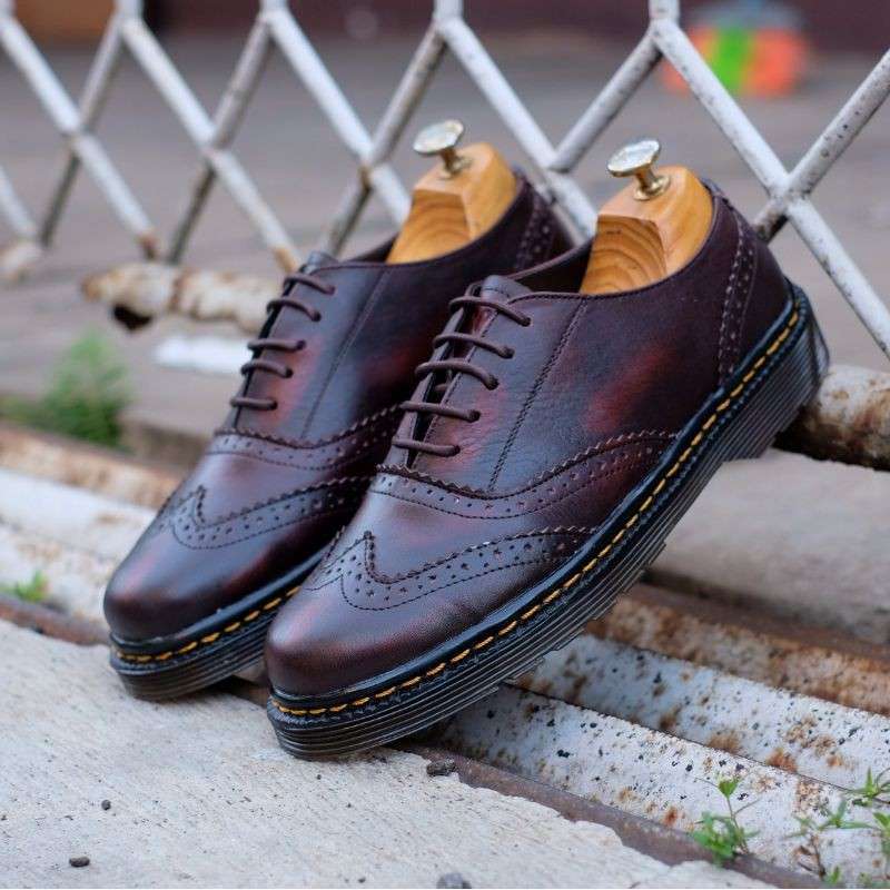 Sepatu Boots Pria Wingtip Burgundy