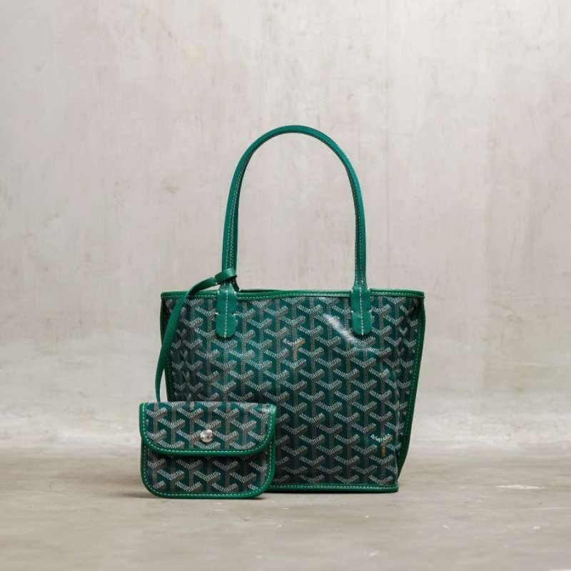 Jual Tas GOYARD MINI ANJOU REVERSIBLE GREEN TOTE BAG 21X20X9CM