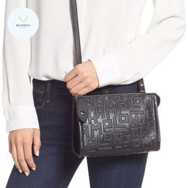 LONGCHAMP LA VOYAGEUSE CUIR LGP NOIR SMALL CROSSBODY 100 Authentic