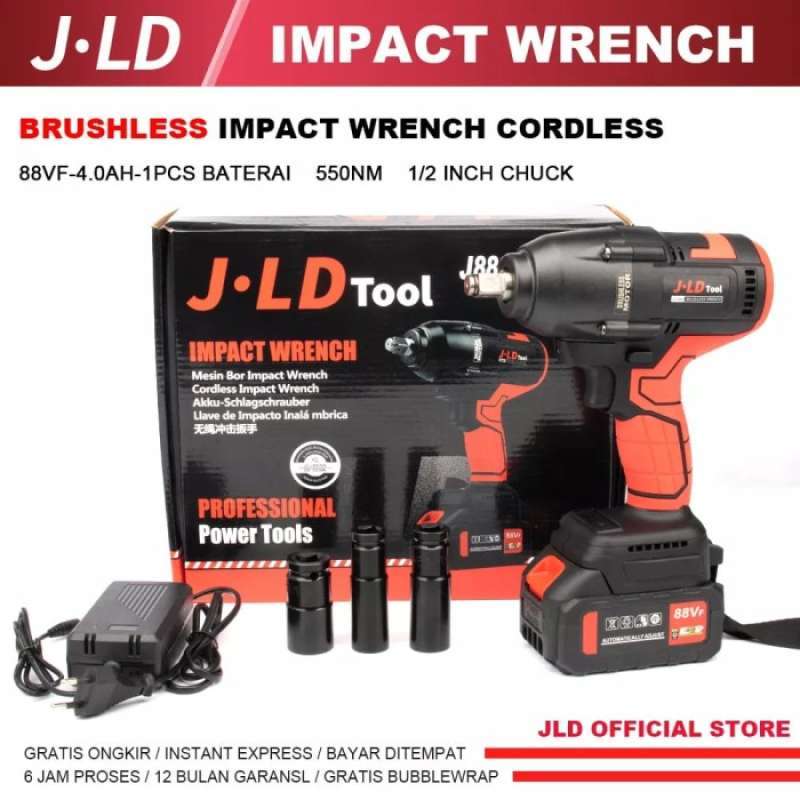 Promo Cordless Impact Wrench 88F 48Vf Brushless Torsi Besar JLD