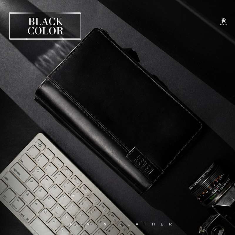 Verish Dompet Clutch Handbag Kulit Pria Reven Diamante Branded Original  Kulit Sapi Asli Premium BLACK