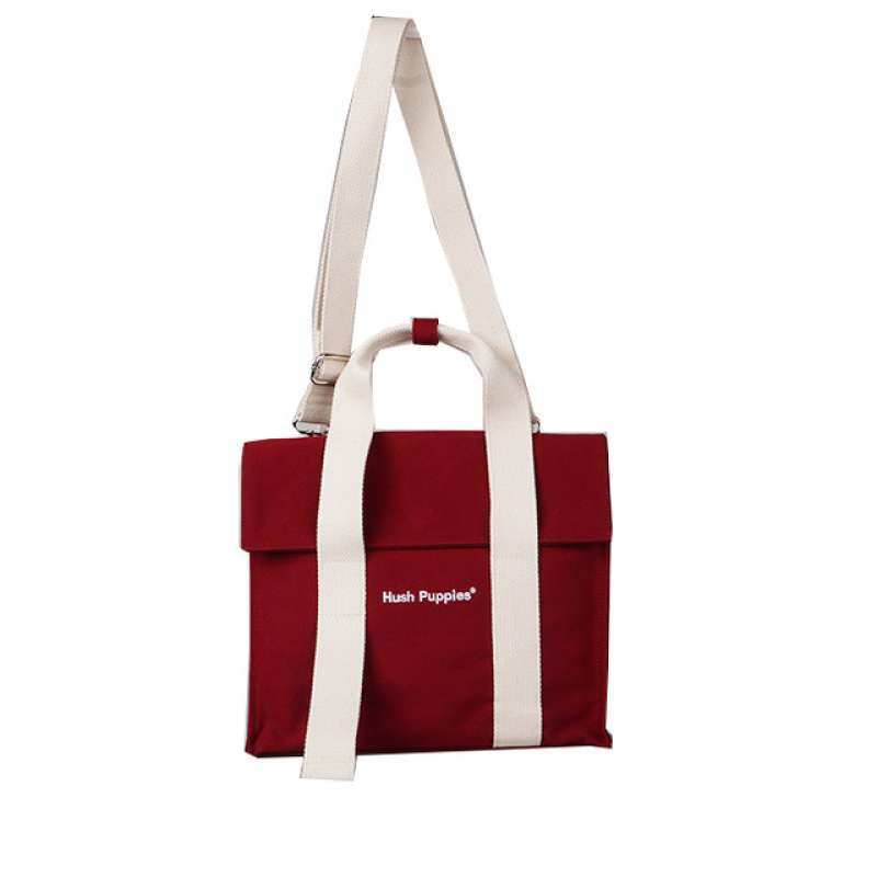 Hush Puppies Canvas Flap Bag In Maroon