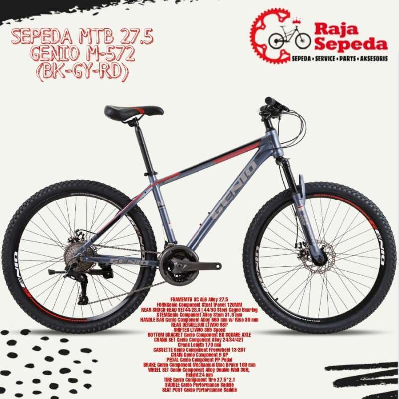 Jual SEPEDA MOUNTAIN BIKE MTB GENIO 27.5 M572 3x9 SPEED BK GY RD