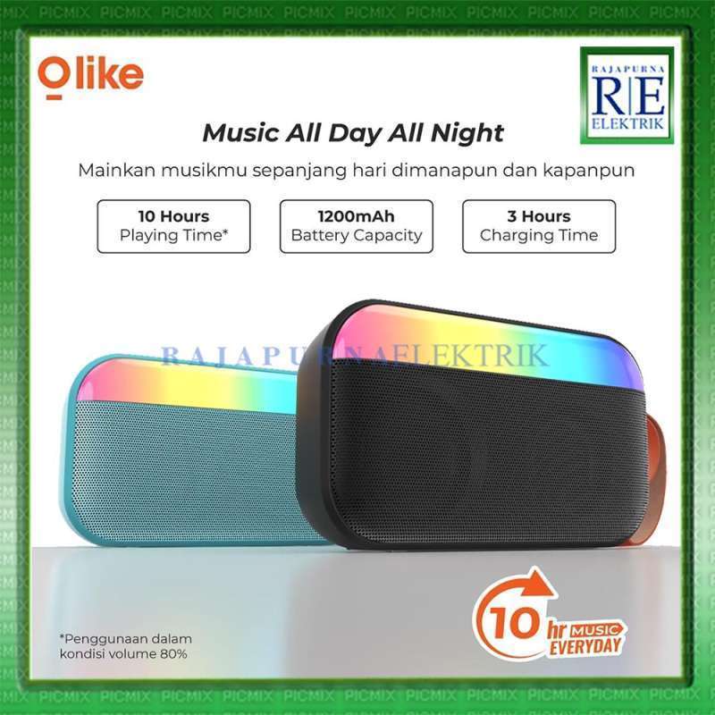 Olike SF4 Portable Bluetooth Speaker with TWS Mode and USB Charging, 9-Hour Battery Life, Compact Design, and 6 Color Lighting Effects for Music Lovers