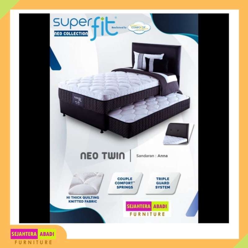 springbed comforta sorong in type superfit neo twin divan atas, sorong  bawah full set