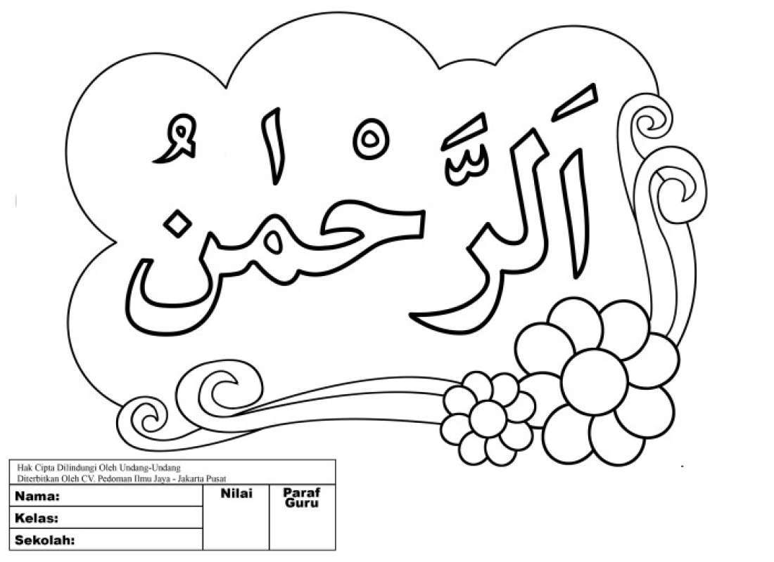 mewarnai gambar kaligrafi