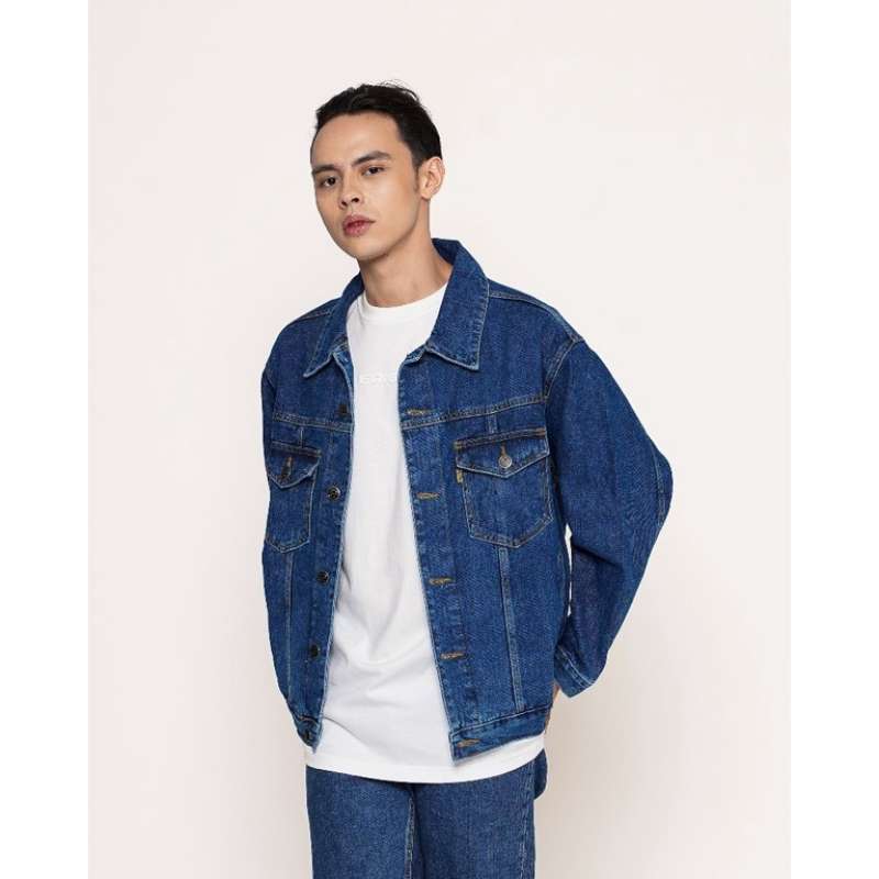 Promo Erigo Denim Jacket Basic Kalu Medium Blue Unisex M Diskon