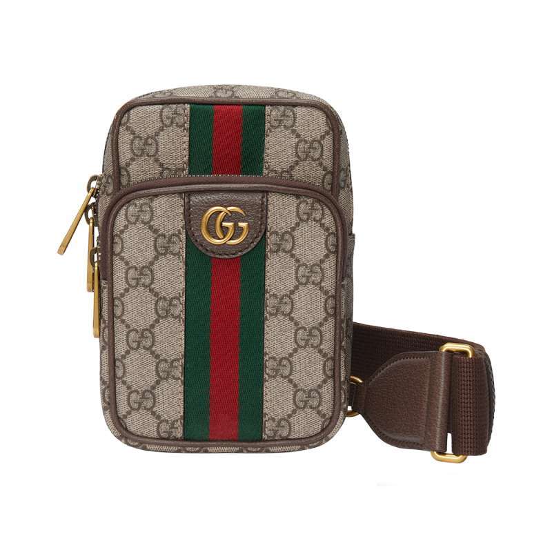 Gucci Ophidia GG Supreme Canvas Mini Bag Beige Ebony Brown