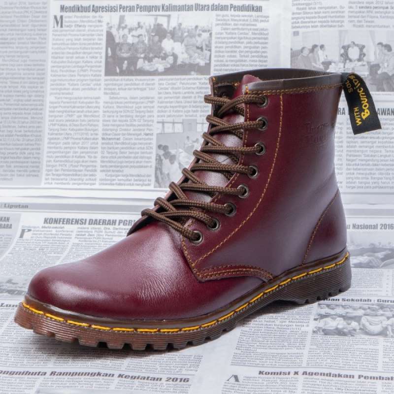 Sepatu Boots Wanita Model Docmart Boot Casual Kulit Asli 8 Hole