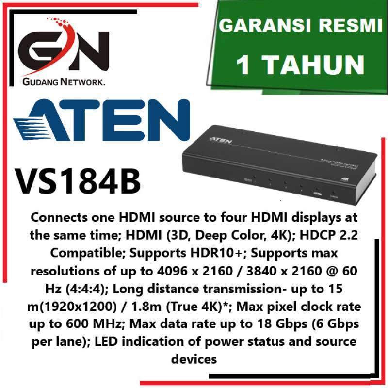 Promo Aten Vs184B 4 Port True 4K Hdmi Splitter Diskon 23 di