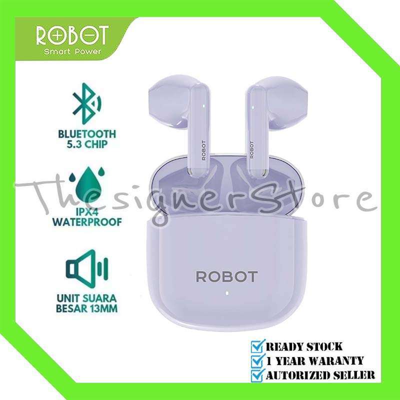 headset bluetooth robot t60 Headset Bluetooth Robot T60 Robot T60 TWS Earphone Bluetooth Half Ear  Wireless Bluetooth Airbuds Original Garansi Resmi Tahun